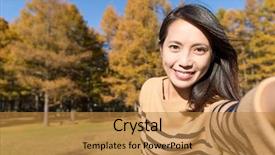  Presentation with digital self - Amazing slide deck having woman holding digital camera and taking self photo backdrop and a gold colored foreground