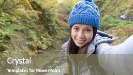  Presentation with take - Slides enhanced with woman-holding-digital-camera background and a violet colored foreground