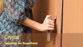  Presentation with doorknob - Slides with woman holding doorknob closeup shot background and a tawny brown colored foreground