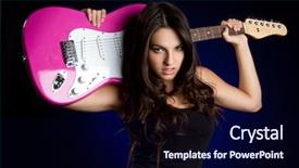  Presentation with rockstar - Amazing PPT layouts having rockstar - woman holding electric guitar backdrop and a navy blue colored foreground