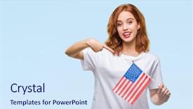  Presentation with america flag - Theme consisting of woman holding flag of america background and a  colored foreground