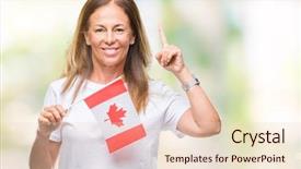  Presentation with canada flag - Presentation design featuring woman holding flag of canada background and a lemonade colored foreground