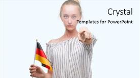  Presentation with flag - Slide set having woman holding flag of german background and a  colored foreground