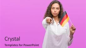  Presentation with mongolian flag - Colorful presentation theme enhanced with woman holding flag of german backdrop and a  colored foreground