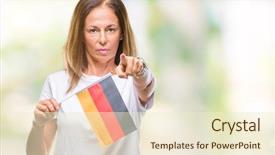  Presentation with flag - Audience pleasing slides consisting of woman holding flag of german backdrop and a  colored foreground