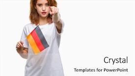  Presentation with flag - Theme having woman holding flag of german background and a  colored foreground