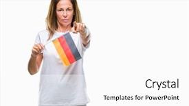  Presentation with middle east camel caravan - Audience pleasing slide deck consisting of woman holding flag of german backdrop and a  colored foreground