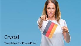  Presentation with flag - Slides having woman holding flag of german background and a  colored foreground