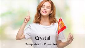  Presentation with flag - Beautiful slides featuring woman holding flag of spain backdrop and a lemonade colored foreground