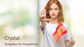  Presentation with defense - Colorful PPT theme enhanced with woman holding flag of spain backdrop and a lemonade colored foreground
