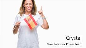  Presentation with lgbt diversity rainbow flag isolated - Beautiful PPT theme featuring woman holding flag of spain backdrop and a  colored foreground