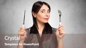  Presentation with very hungry caterpillar - Presentation design having woman holding fork and knife background and a violet colored foreground