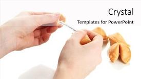  Presentation with fortune cookie - Amazing presentation having woman holding fortune cookie isolated backdrop and a  colored foreground