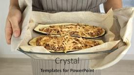  Presentation with quinoa - Beautiful slides featuring woman holding glass baking dish with quinoa stuffed zucchini indoors backdrop and a coral colored foreground