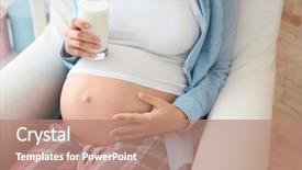  Presentation with milk bottle and milk glass - Audience pleasing slides consisting of woman holding glass of milk backdrop and a coral colored foreground