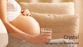  Presentation with water glass - Slide set consisting of woman holding glass of water background and a coral colored foreground