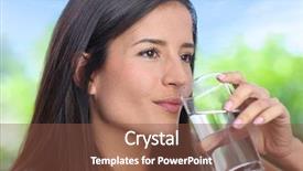  Presentation with water glass - Audience pleasing presentation theme consisting of woman holding glass of water backdrop and a tawny brown colored foreground