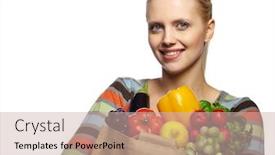  Presentation with grocery bag - Slide set having woman-holding-grocery-paper-shopping background and a soft green colored foreground