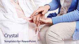  Presentation with trophy award hand holding - Beautiful slide deck featuring woman holding hand of senior backdrop and a sky blue colored foreground