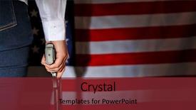  Presentation with usa flag - Presentation consisting of woman holding handgun on usa background and a tawny brown colored foreground