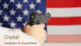  Presentation with usa flag - Theme having woman holding handgun on usa background and a lemonade colored foreground