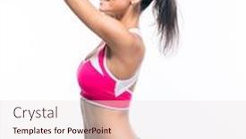  Presentation with hair - Presentation theme with woman holding her hair in ponytail isolated on a white background background and a lemonade colored foreground