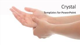  Presentation with hand wrist pain - PPT theme featuring woman holding her hand - pain background and a sky blue colored foreground