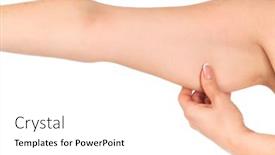  Presentation with fat - PPT theme consisting of woman-holding-her-hand background and a white colored foreground
