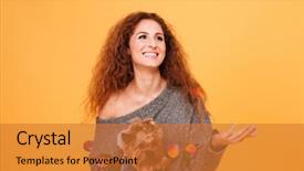  Presentation with head - Theme featuring woman holding her terrier dog background and a  colored foreground