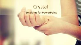  Presentation with pain - Slide set consisting of woman holding her wrist - pain background and a cream colored foreground