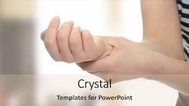  Presentation with pain - Amazing PPT layouts having woman holding her wrist - pain backdrop and a lemonade colored foreground