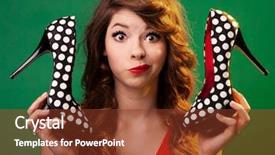  Presentation with funny - Colorful slide deck enhanced with woman holding high heels shoes backdrop and a tawny brown colored foreground