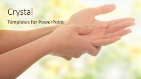  Presentation with hand wrist pain - Colorful PPT layouts enhanced with woman holding his hand - pain backdrop and a cream colored foreground