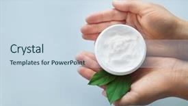  Presentation with green leaves simple - Audience pleasing slide deck consisting of jar with cream and green backdrop and a sky blue colored foreground