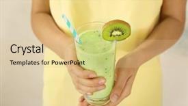  Presentation with kiwi - Cool new presentation with woman holding kiwi milk shake backdrop and a lemonade colored foreground