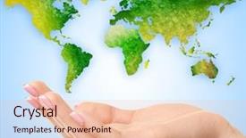  Presentation with abstract blue map - Presentation theme featuring woman holding map of world background and a lemonade colored foreground