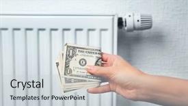 Presentation with battery - Cool new presentation with woman holding money near heating backdrop and a  colored foreground