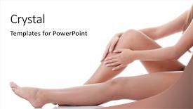  Presentation with white and black woman climbing ladders - Cool new presentation theme with woman holding on leg isolated backdrop and a white colored foreground