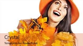  Presentation with fashion handbag - Amazing slides having woman holding orange leaf and handbag autumn fashion backdrop and a gold colored foreground