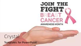 Presentation with breast cancer awareness - PPT layouts featuring woman-holding-out-her-hands background and a coral colored foreground