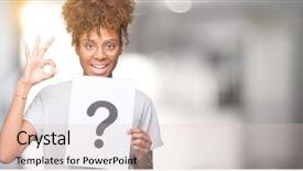  Presentation with religious african american - Colorful presentation enhanced with woman holding paper with question backdrop and a lemonade colored foreground