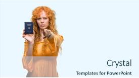  Presentation with holding hands old young - Cool new PPT layouts with woman holding passport of german backdrop and a  colored foreground