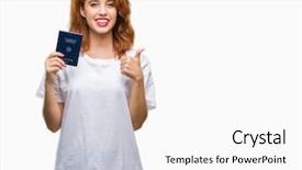  Presentation with passport - Presentation theme with woman holding passport of germany background and a white colored foreground
