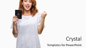  Presentation with china and united states - PPT layouts consisting of woman holding passport of united background and a white colored foreground