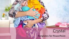  Presentation with dirt dirt texture dirty - Cool new PPT layouts with woman holding pile of dirty backdrop and a coral colored foreground