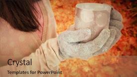  Presentation with peaceful - Amazing presentation design having woman holding polka dotted mug against peaceful autumn scene in forest backdrop and a coral colored foreground