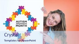  Presentation with lifi poster - Amazing presentation design having woman holding poster against orange backdrop and a sky blue colored foreground