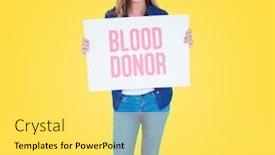  Presentation with poster - Presentation design consisting of woman holding poster against yellow vignette background and a yellow colored foreground