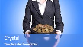  Presentation with gold coins and jewelry - Presentation theme with woman holding pot of gold background and a light blue colored foreground