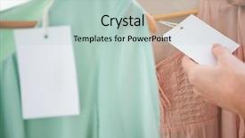  Presentation with price - Audience pleasing presentation consisting of woman holding price tag backdrop and a mint green colored foreground